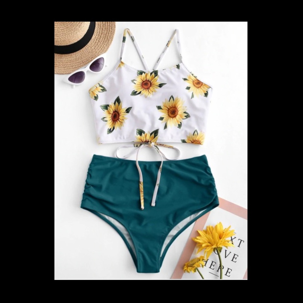 Sunflower high waisted Swim Suit